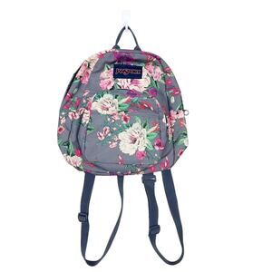 Jansport Gray Pink Floral Mini Backpack